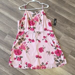 Lulu's Pink Floral Spaghetti-Strap Sundress